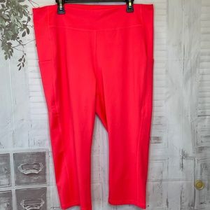 Tek Gear Womens Orange Fitted Hip & Thigh Midcalf Workout Capri Pants Plus Sz 2X